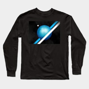 Abstract Blue and White Lines and Balls Long Sleeve T-Shirt